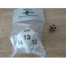 Dice with 20 sides, 55 mm, countdown layout (white)